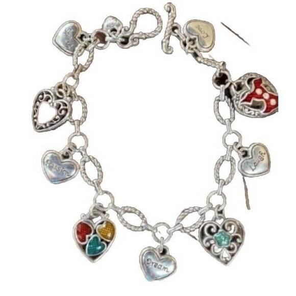 Brighton 2005 Go Red Dream Laugh Passion Spirit Bracelet silver plated hearts - Picture 2 of 9
